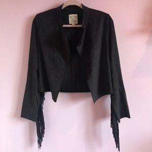 la hearts black fringe jacket